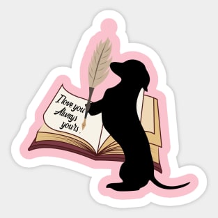 Dachshund cute gift. Doggo is writing to his mom and dad I love you always Sticker